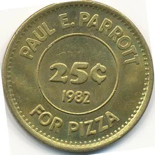 Paul E. Parrott Pizza Place PEP101B Paul E. Parrott Token (PEP101B) (1982) token — reverse